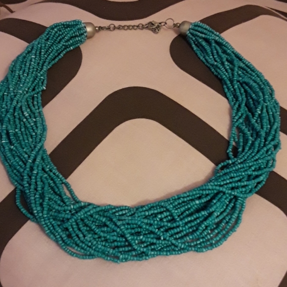 Statement Turquoise Beaded Necklace - Picture 2 of 4